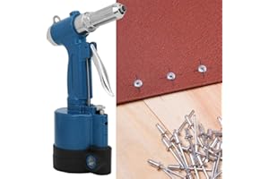 FOCKET Pneumatic Rivet Gun, 0.62Mpa Alloy Professional Strong Pulling Force Air Riveter Pneumatic Blind Rivet Gun Riveting Tool with Universal Rotating Joint for Aluminum/Iron/Stainless Steel Nails