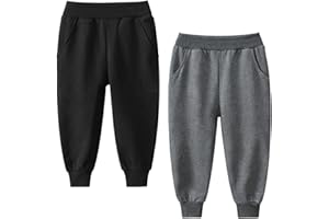 Winzik Boys Sweatpants, Boys Pants Toddlers Boys Christmas Clothes Kids 2-Pack Cotton Pull On Jogger Pants 2-8T