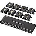 HDMI Extender Splitter Over Ethernet 1 in 8 Out Cat5e or 6 Up to 165FT 50m HD1080P 60Hz 3D with Port Loop Out Support EDID POC Suitable for Projection Exhibition Presentations