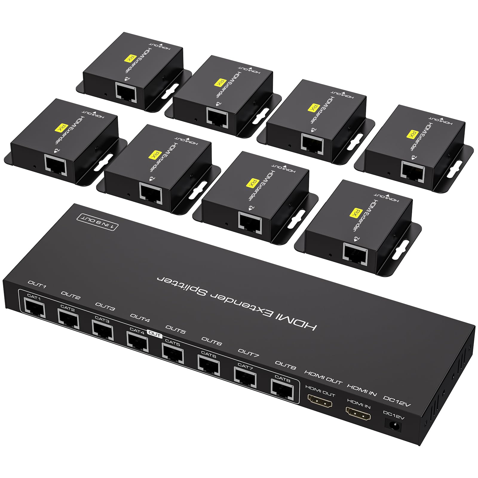 HDMI Extender Splitter Over Ethernet 1 in 8 Out