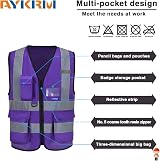 AYKRM Personalised Hi Vis Vest Class 2 Zipper Pockets EN20471 Purple view 6