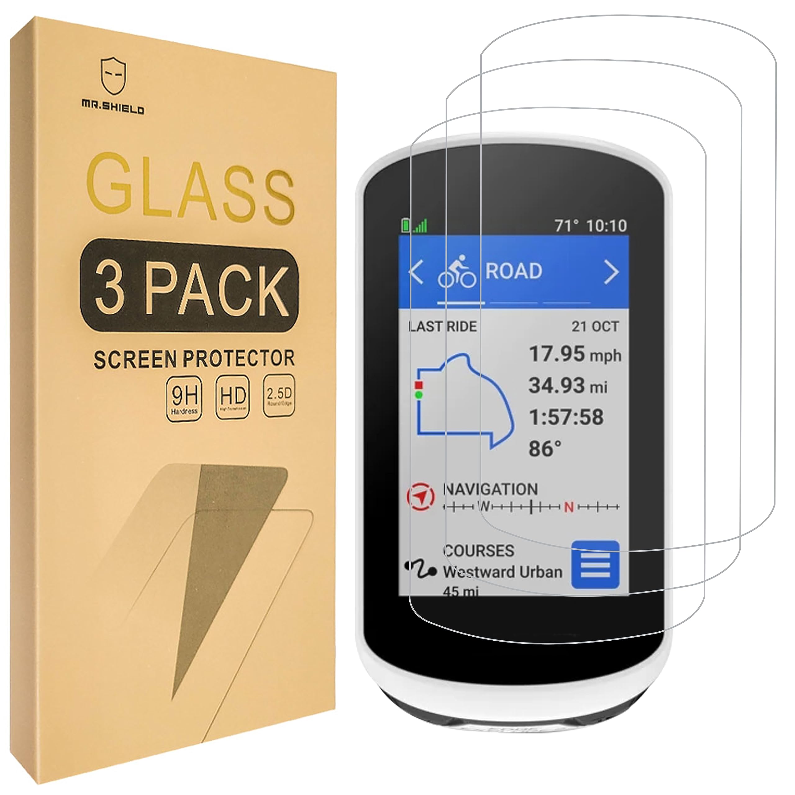 Mr.Shield [3-Pack Screen Protector For Garmin Edge Explore 2 [Tempered Glass] [Japan Glass with 9H Hardness] Screen Protector