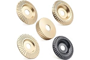 WHLLING 5PCS Angle Grinder Wood Carving Disc Set, 4 and 4 1/2 Angle Grinder Attachments with 5/8 inch Arbor, Grinder Cutting Disc Wood Shaping Tools, Grinding Wheel Shaping Disc for Wood Cutting