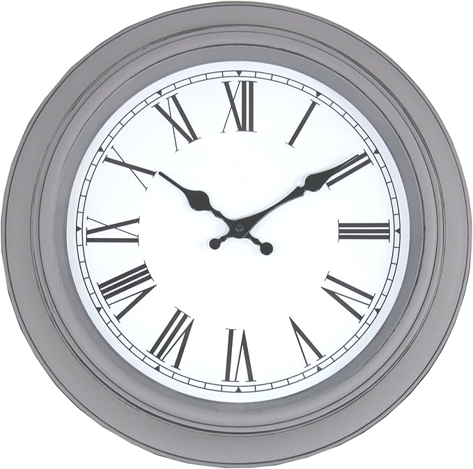 Distressed Painted Grey Roman Numeral Wall Clock Amazon.co.uk Kitchen