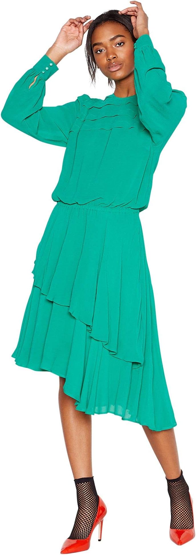 preen green dress Studio By Preen Womens Green Pleated High Low Dress