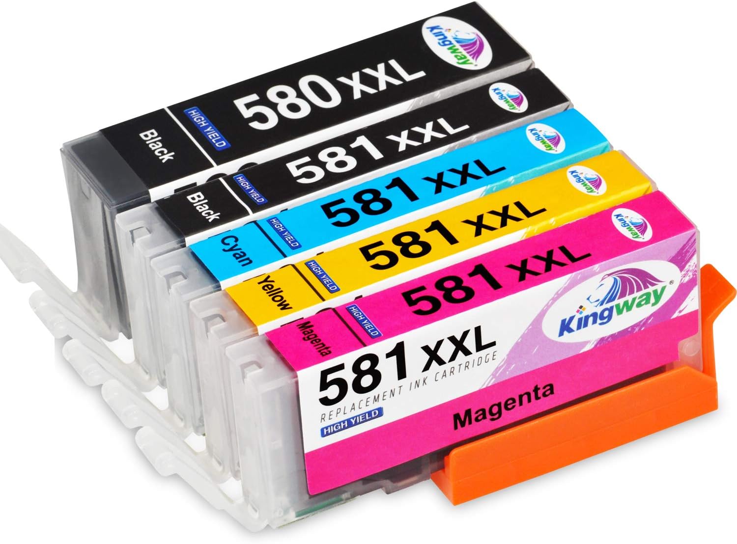KINGWAY 580XXL 581XXL Ink Cartridges Replacement for Canon 580 & 581 Ink Cartridges Compatible with Pixma TS705 TR8550 TR7550 TS6150 TS6151 TS6250 TS6251 TS6350 TS8350 TS8351 TS9550 TS8352
