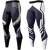 OEBLD Compression Pants Men UV Blocking Running Tights 1 or 2 Pack Gym Yoga Leggings for Athletic Workout