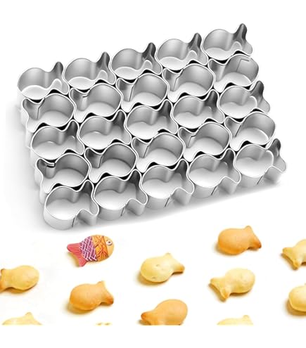 Mini Moule à Biscuits Poisson Rouge - 25 Cavités En Acier Inoxydable, Facile à Nettoyer, Parfait Pour Biscuits Maison