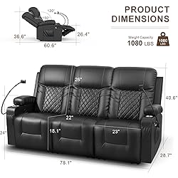 FURNIMAT Recliner Sofa Set with 3+1 Pieces in
