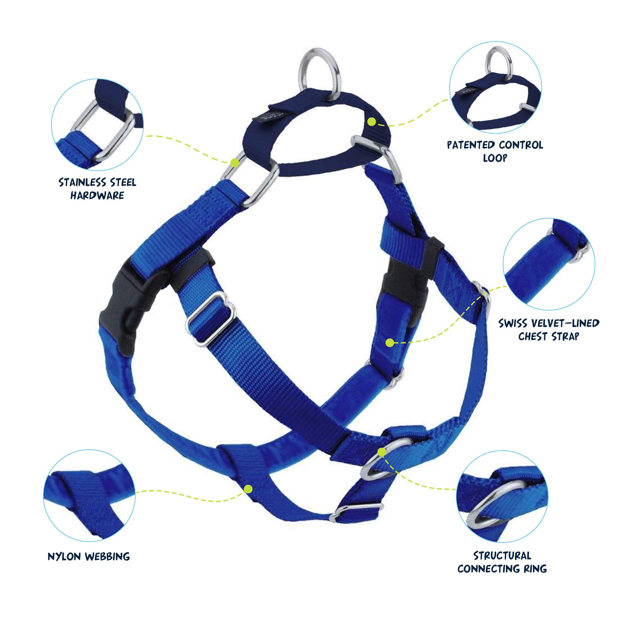 2 Hounds Design Freedom No-Pull Dog Harness Training Package With Leash, X-Small, 5/8-Inch Wide, Black