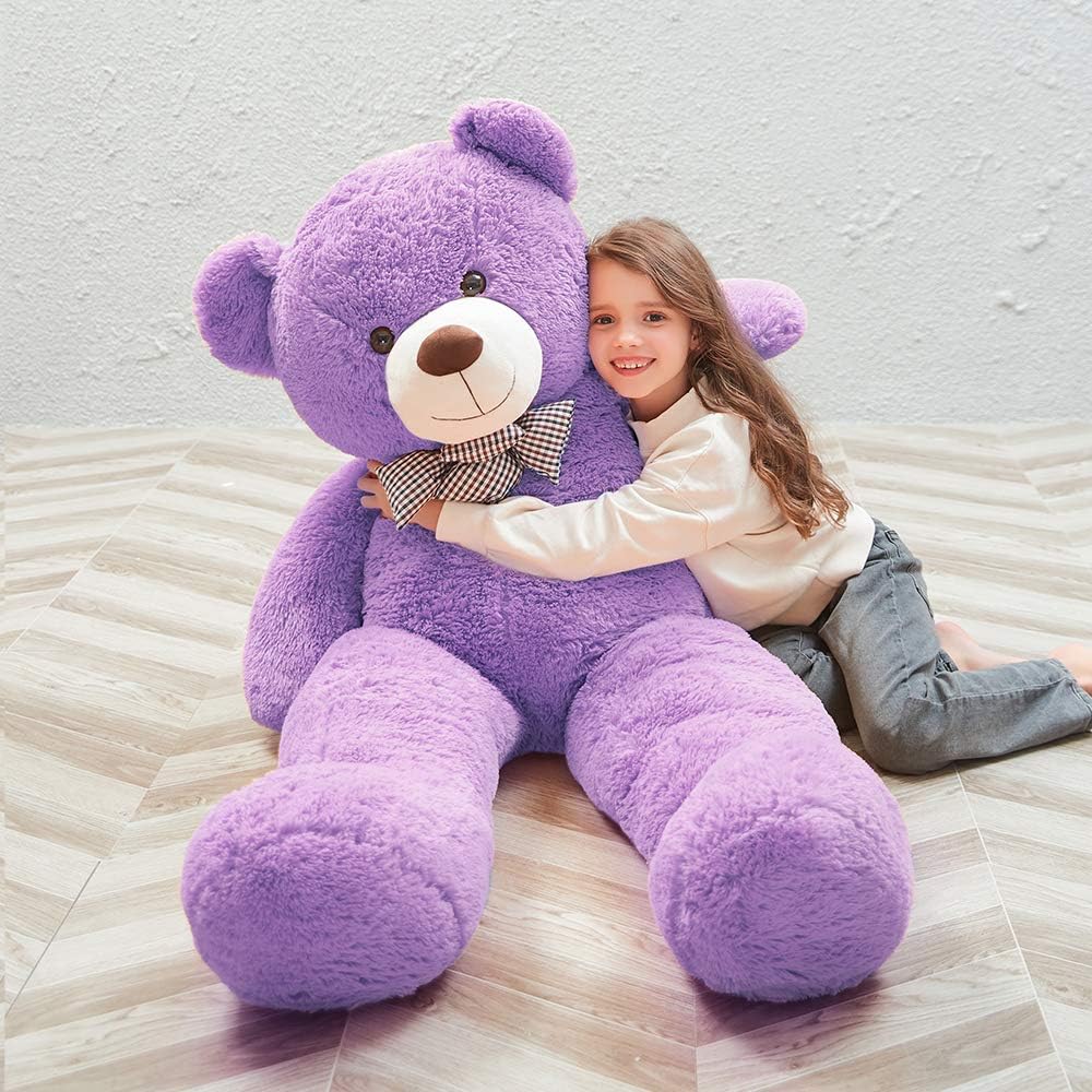 MaoGoLan 55 Inch Giant Teddy Bears Big Cute Plush Teddy Bear Huge Life Size Teddy Bear Large Stuffed Animal Toys for Girlfriend Children Purple: Toys & Games