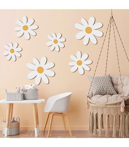 デイジー 【SALE中】❗️ Amazon.com: Thyle 6 Pcs Daisy Wall Decor Wooden Daisy Wall