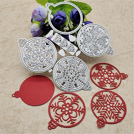 Duk3ichton Découpe Meurt Noël Boule De Flocon De Neige Découpe Meurt Bricolage Scrapbook Papier Cartes Making Decor Argent