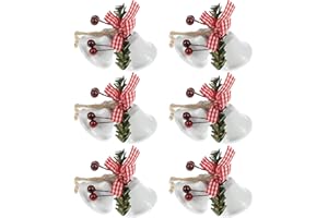 Tinsow 6 Pcs Red Christmas Bells, Tree Hanging Ornament Metal Jingle Bells for Christmas Holiday Decoration (6, White)
