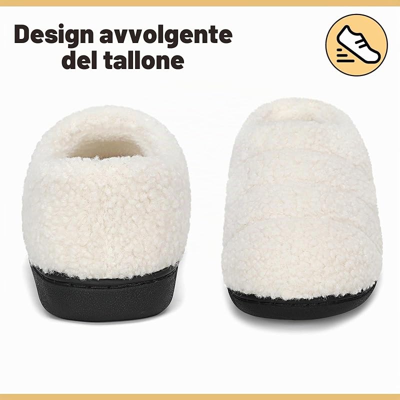 Pantofole Uomo Donna Ciabatte Invernali Bianco 42/43EU