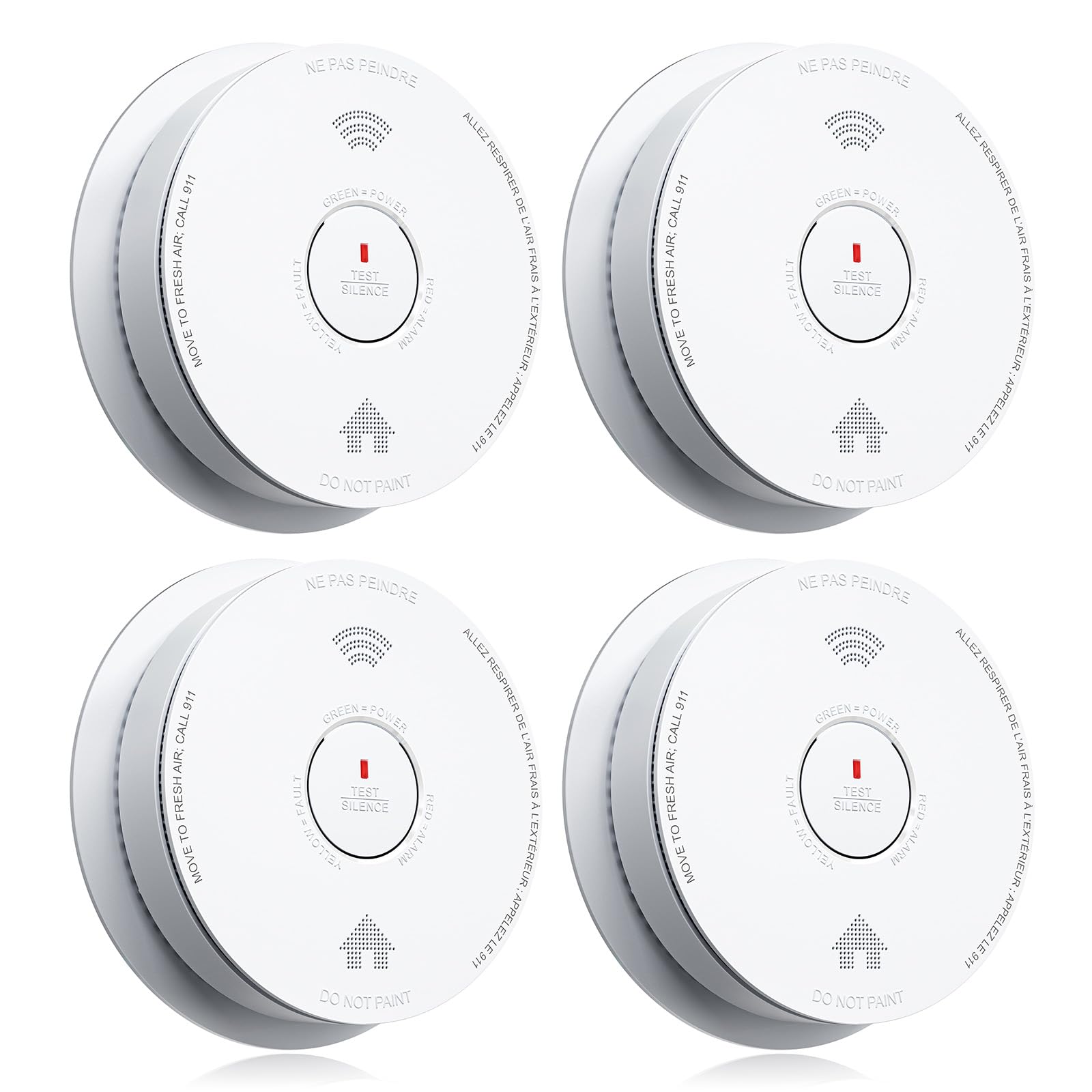 Photo 1 of Siterwell  Detector Carbon Monoxide Detector Combo 10 Year Battery, Meets UL217-9th Standards, Reduced Nuisance Alarms, Smoke and Carbon Monoxide Detector with Bilingual Voice Alerts, 4 Pack