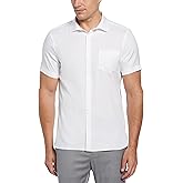 Perry Ellis Mens Total Stretch Slim Fit Solid Short Sleeve Button-Down Shirt