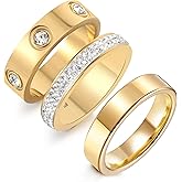 Jarlinwel Gold Silver Rings for Women Dainty 18K Gold Plated Cubic Zirconia Stacking Rings for Women Thumb Ring Set Love Friendship Dual Band Rings Promise Wedding Engagement Rings