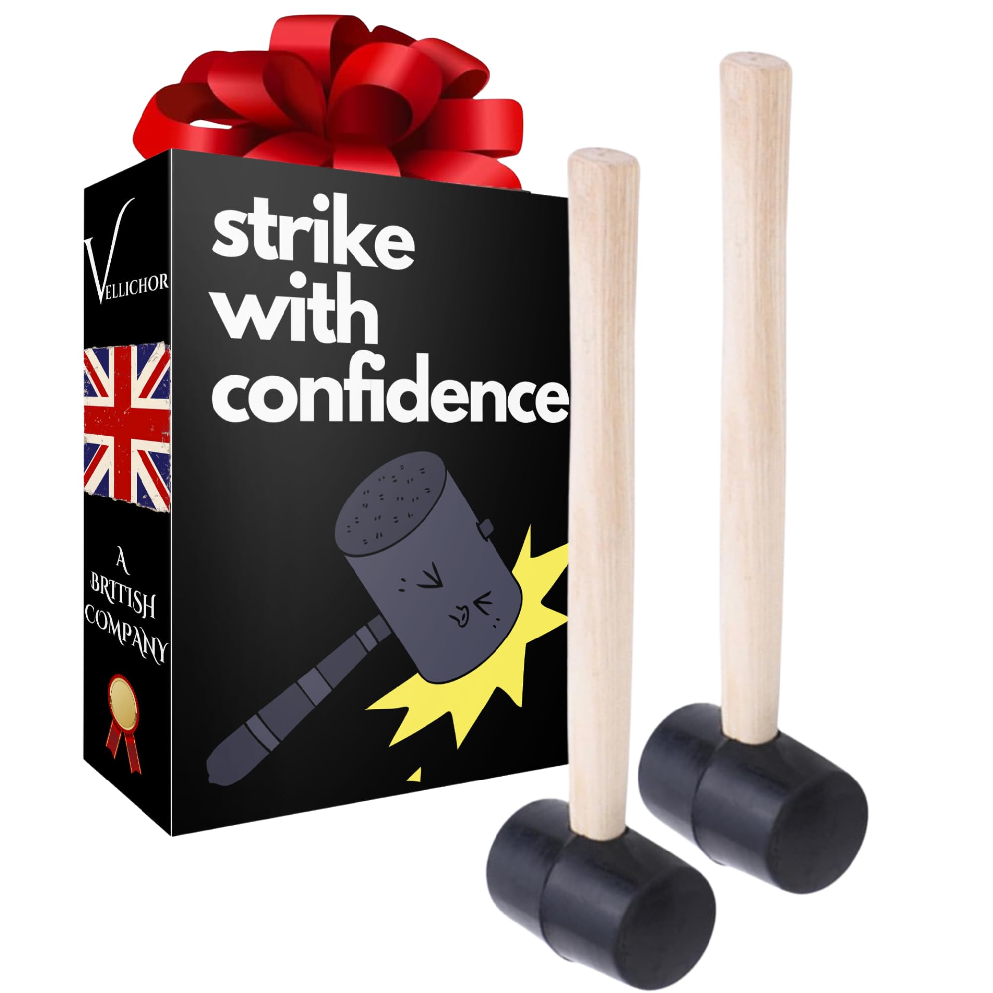 2 x Premium Rubber Mallets - Large Size, Durable Construction, and Strong Wooden Handle - Ideal for Building, Tiling, Bricklaying Hammer, and Camping Tasks - 30cm 500g - A pair of Hammers are included