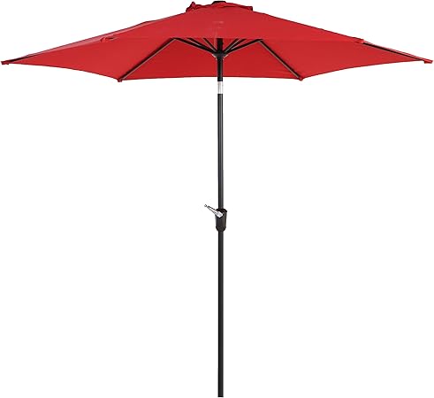 Amazon Com Grand Patio 9 Ft Aluminum Patio Umbrella Uv Protected Outdoor Umbrella With Push Button Tilt And Crank Red Garden Outdoor