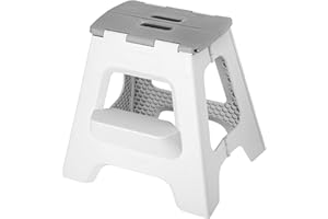 Vigar Compact Foldable 2-Step Stool, 16 inches, Lightweight, 330-pound Capacity Non-Slip Folding Step Stool, Gray