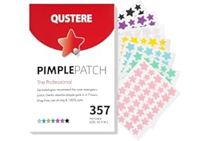 QUSTERE Pimple Patches for Face, Colorful Hydrocolloid Acne Patches, Cute Star Zit Covers for Face, Spot Stickers with Tea Tree, Salicylic Acid & Cica Oil| 4 Sizes (8mm, 10mm, 12mm & 14mm) |357 Count