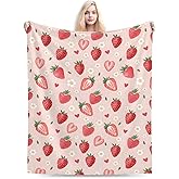 Ultra Soft Cute Strawberry Blanket Flannel Throw Blanket Decor Bedding Suitable for Travel Camping Living Room Sofa Bedroom Decoration Gifts (Strawberry Blanket-3, 50inx40in)