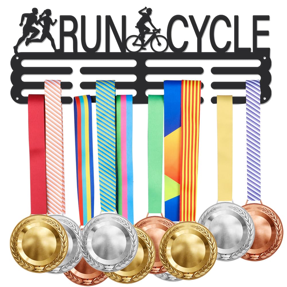 SUPERDANTTriathlon Medal Hanger Running Cycling Awards Ribbon Holder Medal Hook Display Wall Rack Frame Display Rack Can Withstand 10-15 kg Athlete Gift