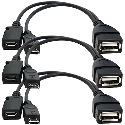 [3 Pack] USB Port Adapter, Micro OTG Cable and Power - Compatible with ...