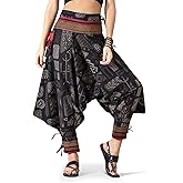 The Veshti Company Women's Printed Summer Harem Pants, Cotton Boho Hippie Casusal Oversized Palazzo Joggers for Women