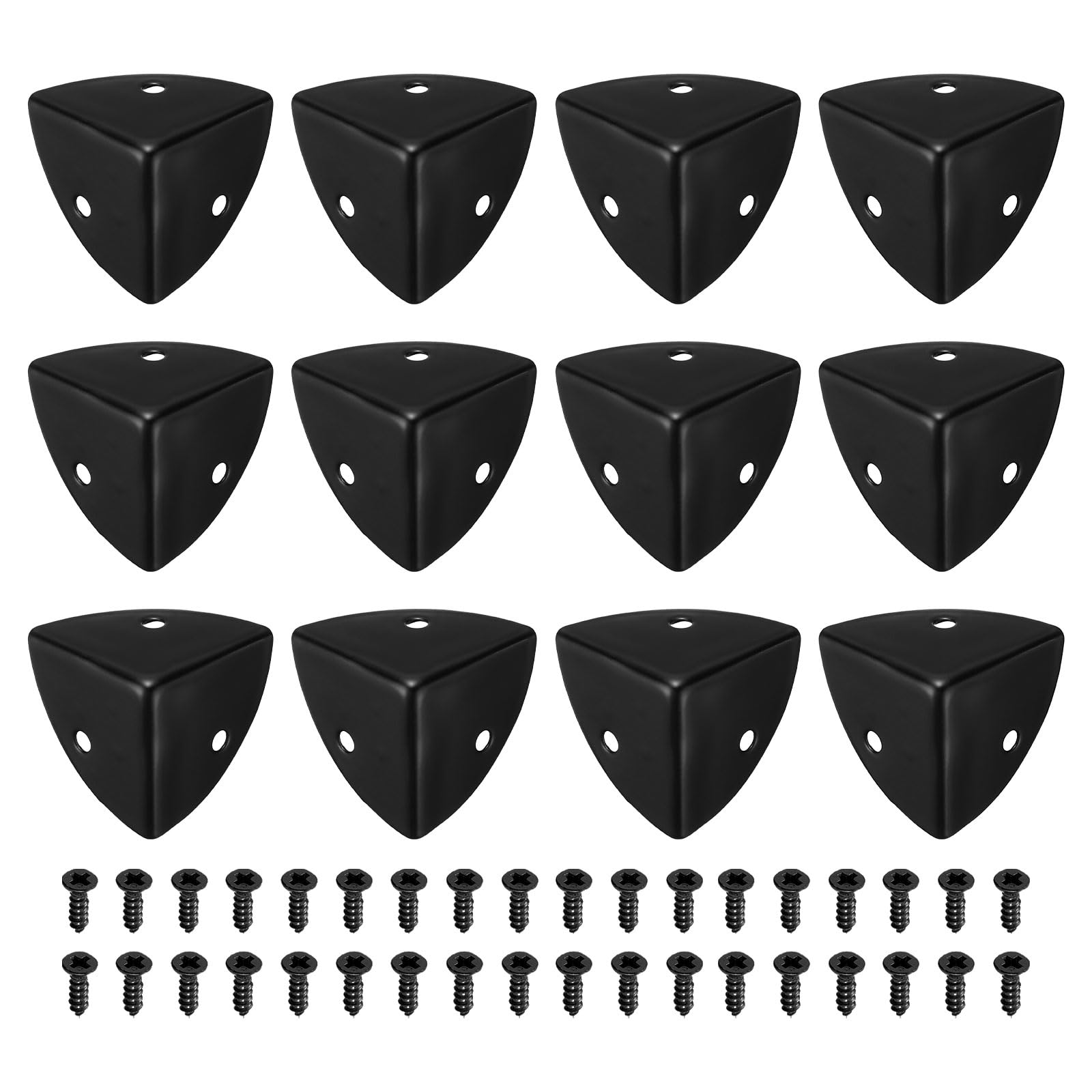 Photo 1 of uxcell 12 Pcs Metal Edge Guard, 28mm Decorative Box Corner Cover, Furniture Corner Edges Protector with Mounting Screws, Black