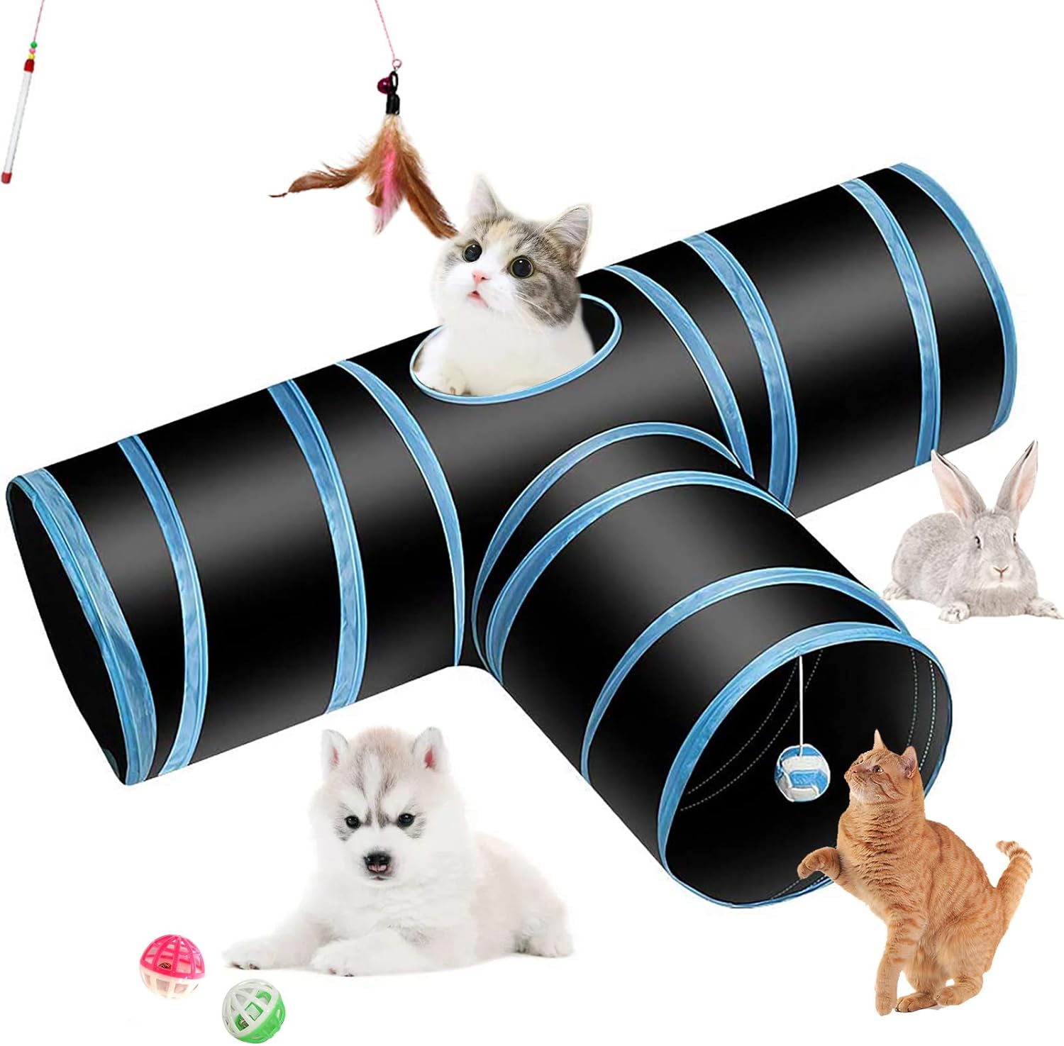 Hyselene Katzentunnel Katzenspielzeug, Tunnel für Katze, Welpe, Kitty