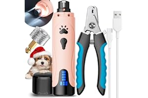YABIFE Dog Nail Grinder, Dog Nail Trimmers and Clippers Kit, Super Quiet, Rechargeable, for Small Large Dogs Cats Toenail Claw Grooming,3 Speeds, 1 Extra Grinding Wheel
