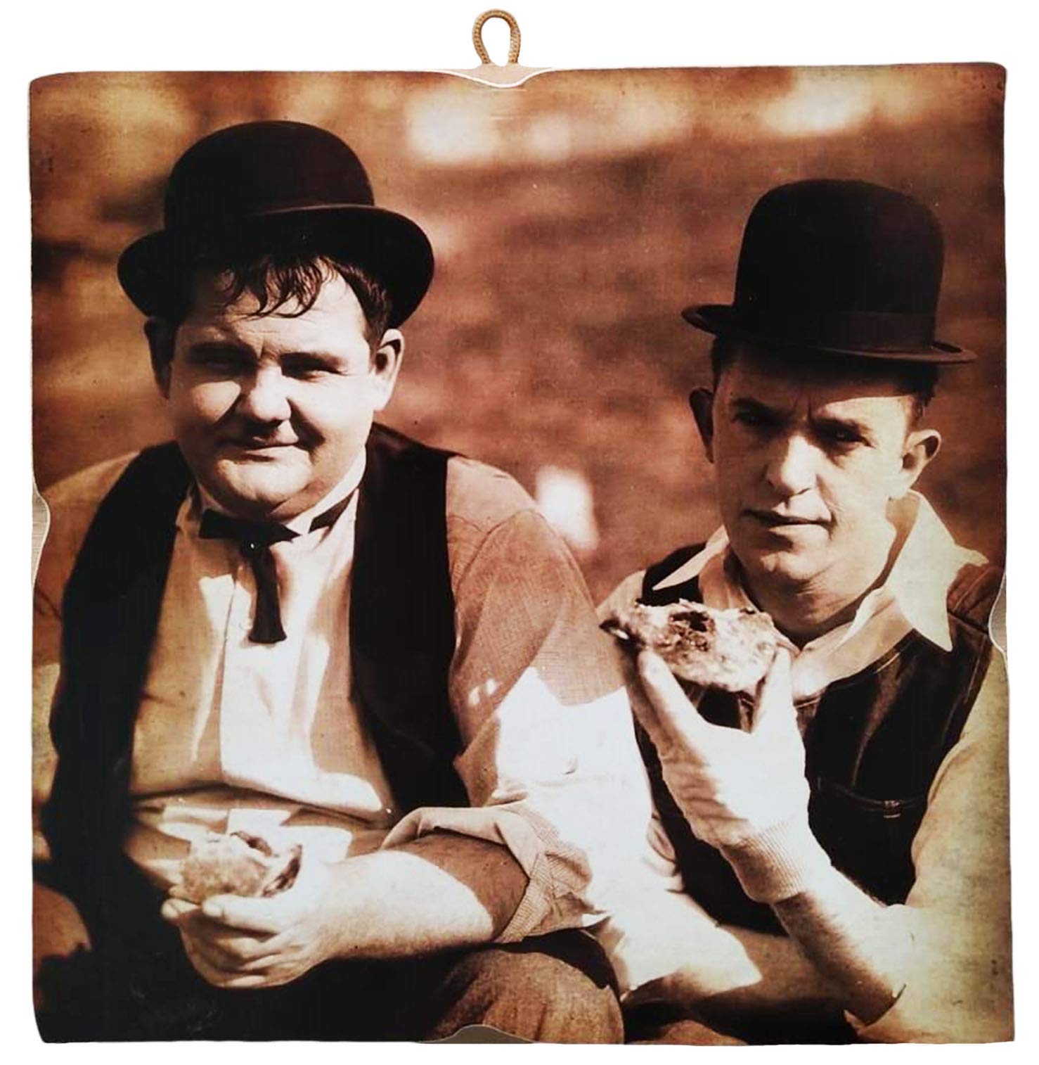 KUSTOM ART Vintage Style Canvas Painting Stan Laurel & Oliver Hardy Collectible Wood Print