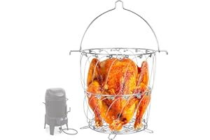 LS'BABQ Turkey Fryer Basket for Charbroil Big Easy TRU-Infrared 3-in-1 Smoker 14101550 Only, The Big Easy Turkey Fryer Accessories, Stainless Steel Collapsible Deep Fry Basket for Cooking Most Poultry