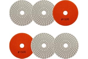 SANLEETEK Wet Diamond Polishing Pads 4"/100mm - 6pcs Grit 1500 Polish Pad Kit for Granite Marble Artificial Stone Quartz for Angle Grinder
