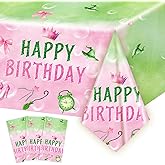 ASLERMURE 3pcs Pink and Green Bow Tablecloth, 54 x 108 inch Bow Party Supplies Decorations, Bow Disposable Table Cover for Wedding Engagement Bridal Birthday Decorations, Girls Birthday Party Supplies