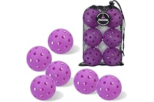 AILANFEI Pickleball Balls 6 Pack | 12 Pack- 40 Holes Outdoor Pickleball with Bag, Perfectly Balanced, High Bounce, Crack-Resistance，USAPA Standard - Multiple Colors