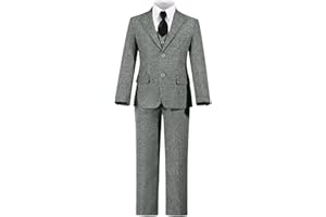 SAILIINY Boys Tweed Suit 3 Pieces Retro Set Herringbone Slim Fit Kids Suits for Boy Formal Wedding Suits for Kids Dresswear