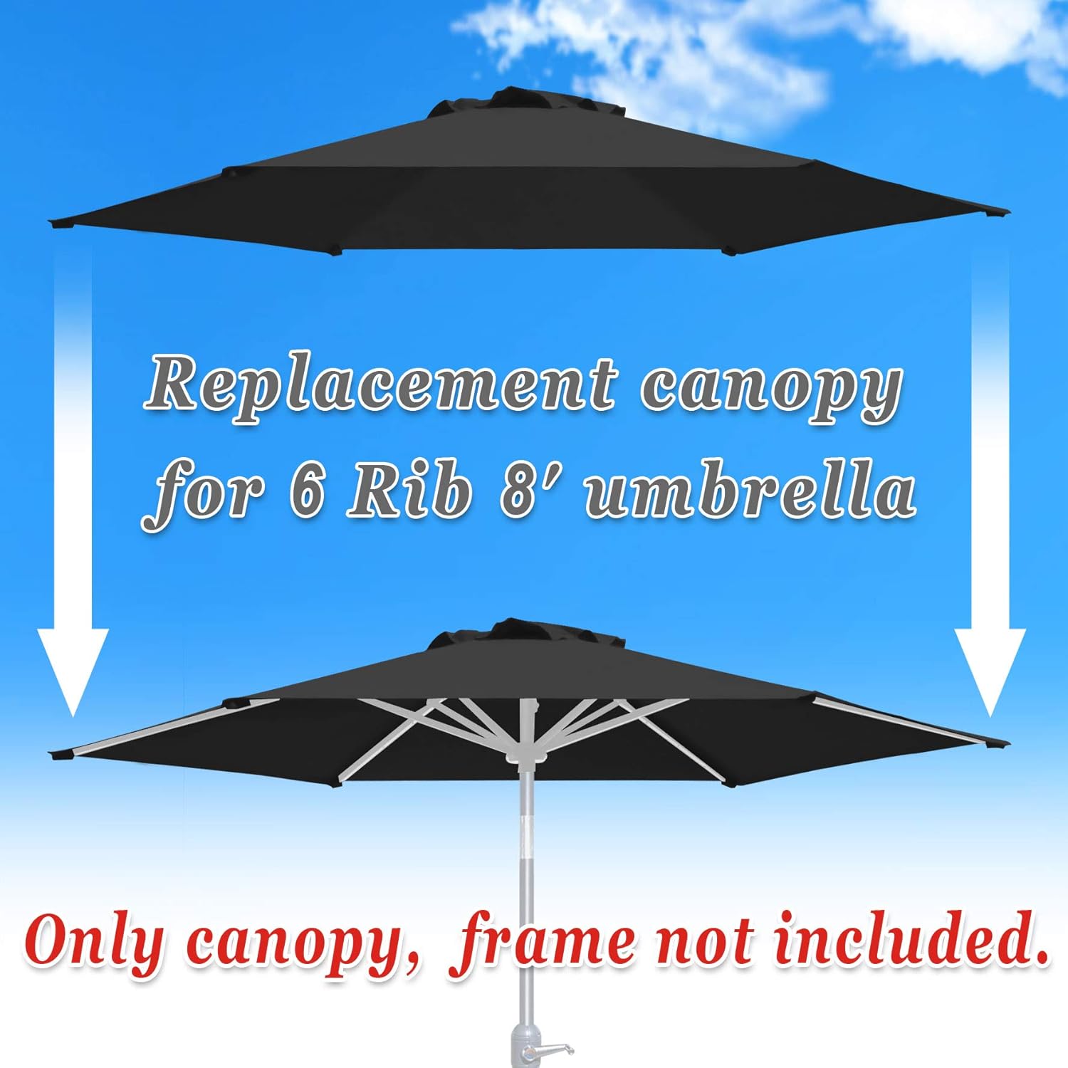 Amazon Com Strong Camel Replacement Patio Umbrella Canopy Cover For 8 2ft 6 Ribs Umbrella Taupe Canopy Only Black Garden Outdoor