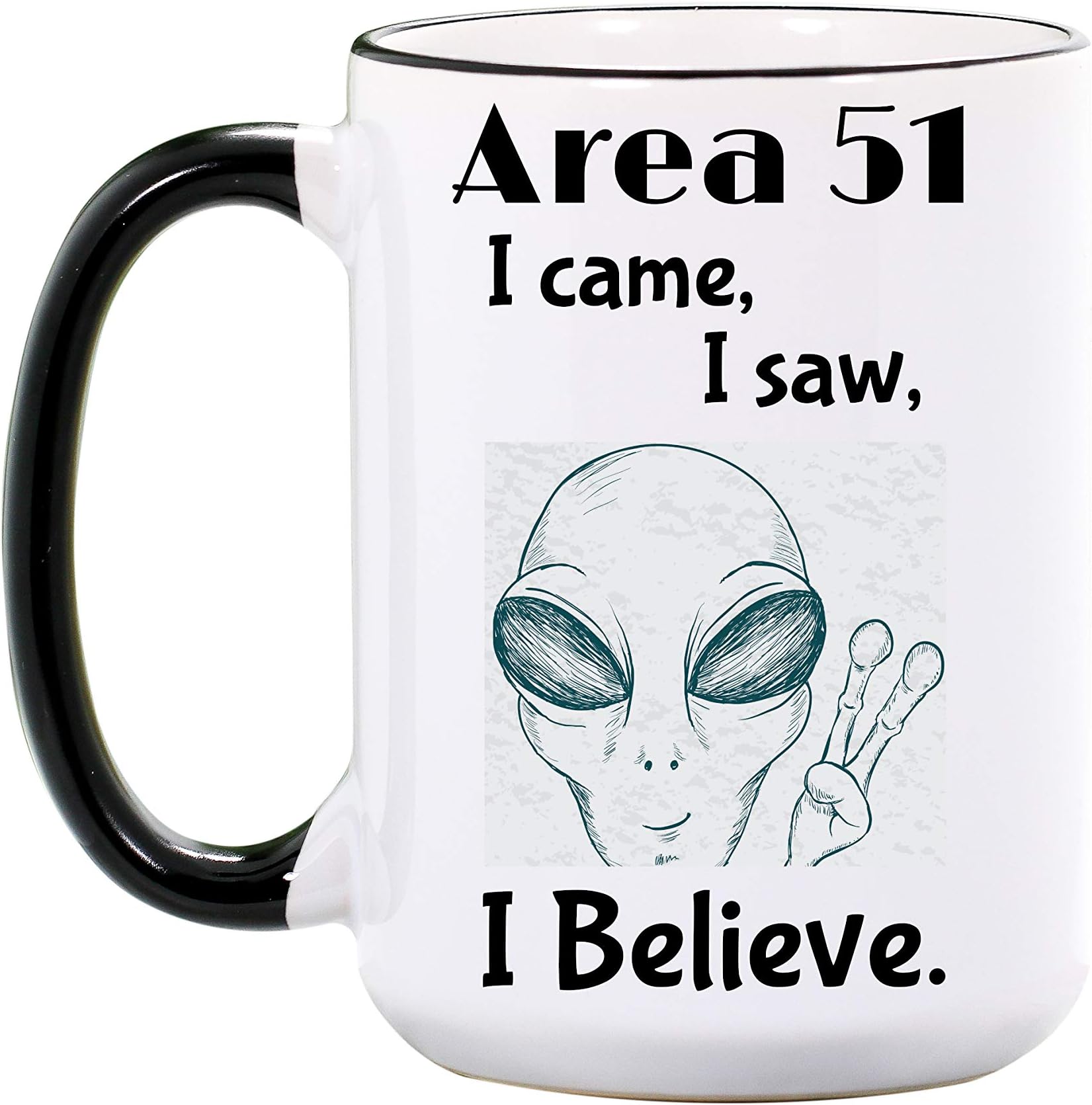 Area 51 Mug - Large 15 oz or 11 oz Ceramic Cup - Alien Mugs - Alien Lover Gifts - Area 51 Coffee Cups - Dishwasher & Microwave Safe - Made In USA
