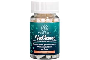 VeeFresh - VeeCleanse Boric Acid Vaginal Suppositories - Vaginal pH Balance Suppositories - Vaginal Odor Control - Feel Fresh, Feminine and Confident