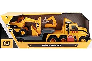 CAT Construction Toys, Heavy Mover, Semi Truck and Trailer with Mini Crew Excavator, Lights and Sounds, Ages 3 and up