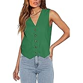 Floral Find Womens Casual Button Down Sleeveless Vest Fully Lined V Neck Business Jacket Waistcoat with Pocket