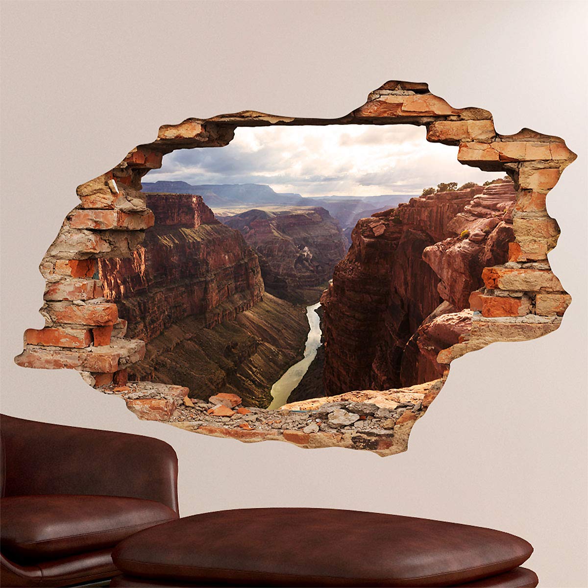 Wall Stickers for Adults Bedroom – 3D Effect Wall Sticker – Wall Sticker – Grand Canyon – Kitchen Wall Decoration – Trompe L'Oeil Living Room – 60 x 90 cm