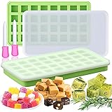 Silicone Molds for Herb-Infused Oil Cubes, 2Pcs 32 Cavity Mini Candy Gummy Tray, 5/8x5/8x5/8in Square Chocolate Molds with Li