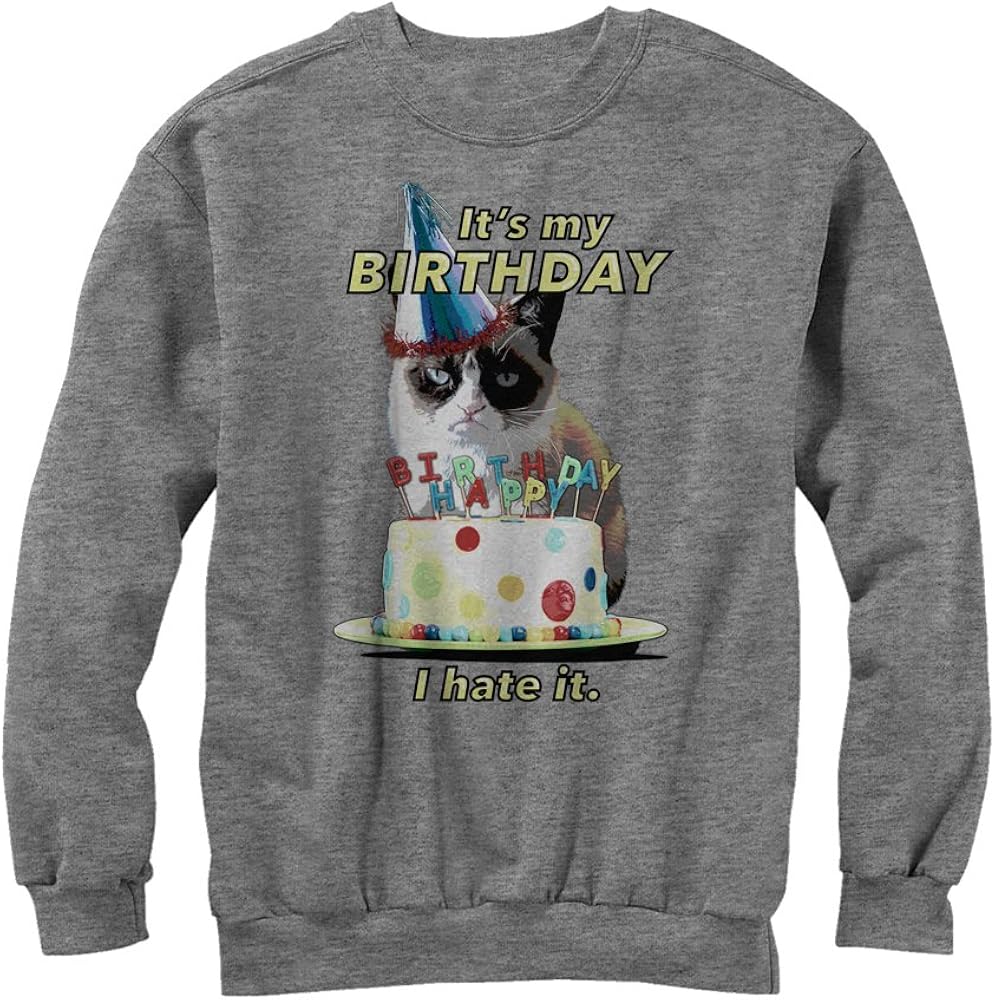 Grumpy Cat Mens Its My Birthday Sweatshirt | Minaze