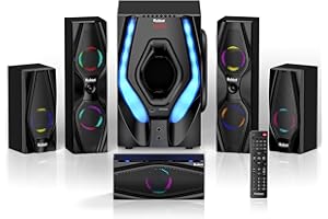 Bobtot Surround Sound Systems Home Theater System - 1200 Watts Peak Power 10" Subwoofer 5.1/2.1 Wired Audio Stereo Speakers Strong Bass with HDMI ARC Optical AUX Bluetooth Input