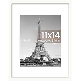 upsimples 11x14 Picture Frame, Wall Decor Photo Frames, White 1 Pack | 11 x 14 Frame, 8x10 Frame with Mat for Gallery Wall, Family, Wedding, Baby, Dog, Dorm, Christmas