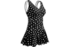 MiYang Women's Plus Size One Piece Swimdress Flower Printed Swimsuit Tummy Control Bathing Suit with Skirt